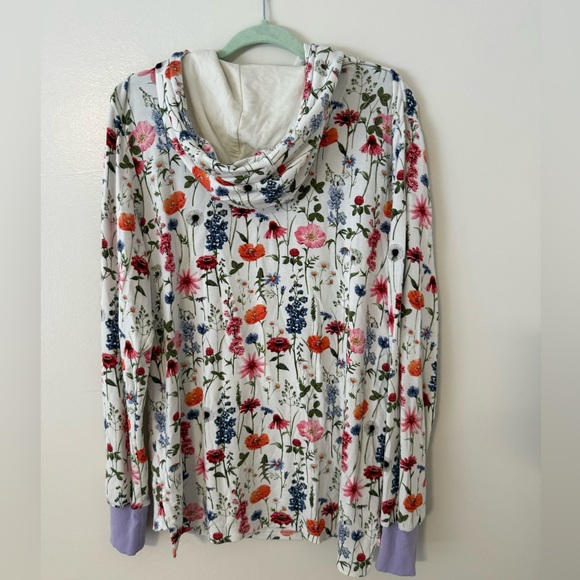Jambys House Hoodie Spring Floral White & Purple Womens Small Lightweight Soft - Picture 10 of 13